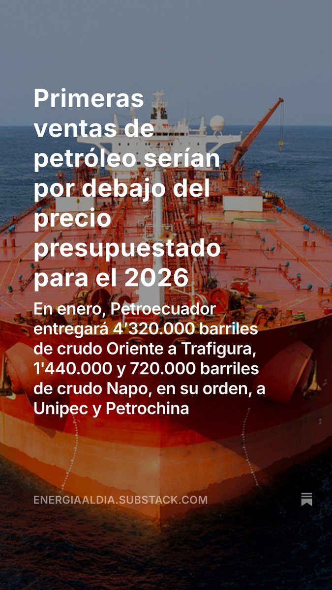 ¡Hola Comunidad! Este jueves vuelve el análisis semanal de la coyuntura energética del Ecuador, con la primera edición del Boletín #EnergíaAlDía del 2026. Podrás acceder a esta publicación con tu suscripción gratuita. Tu apoyo es importante.