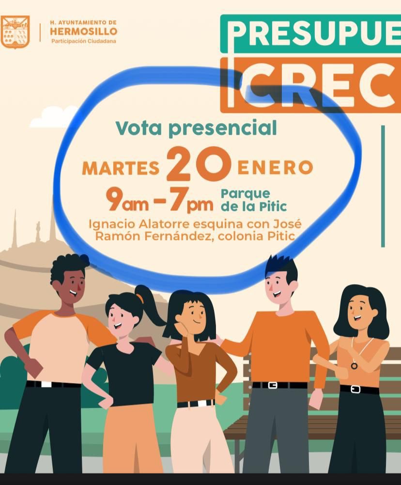 Y para vecinos el martes 20 de enero podrán acudir a votar, estamos proponiendo mejoras al parque: