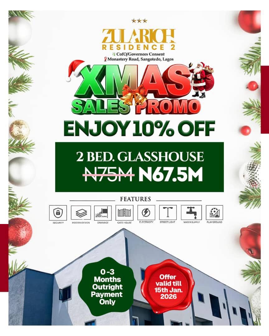 Francessmarty's tweet photo. ✨ Limited-Time Discount 

Save up to 10% OFF on selected homes
📍 Monastery Road, Sangotedo, Lagos

🏠 4 Bed Terrace – ₦108M
🏠 2 Bed Detached – ₦99M

⏳ Offer ends 15th January 2026
📞 08157416070

#LagosRealEstate #LuxuryHomes Algeria Burnley Lacey #FULCHE #BURMUN Napoli https://t.co/ALs6JwWdin