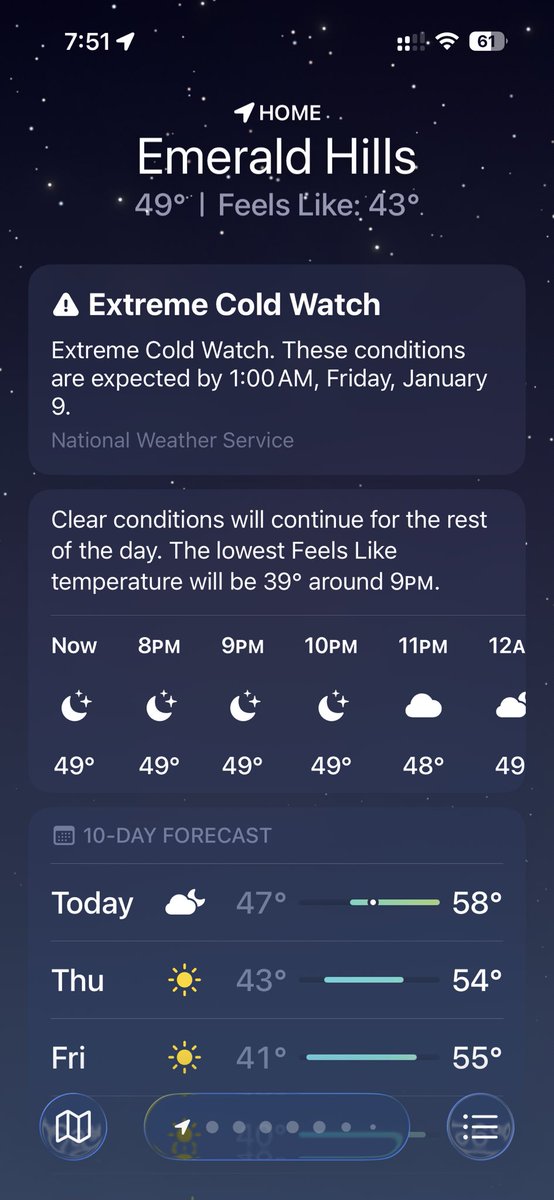 richworklife's tweet photo. This is cracking me up 😂 Anyone know why the National Weather Service thinks 40 degrees F in middle of night in 2 days time is so cold that we need an alert pushed to our phones? https://t.co/kYztzIZ6YU