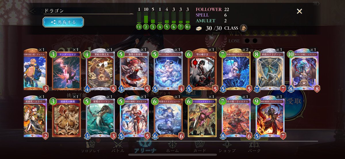 Shadow8verse's tweet image. デッキが強すぎて負ける要素がなかった。