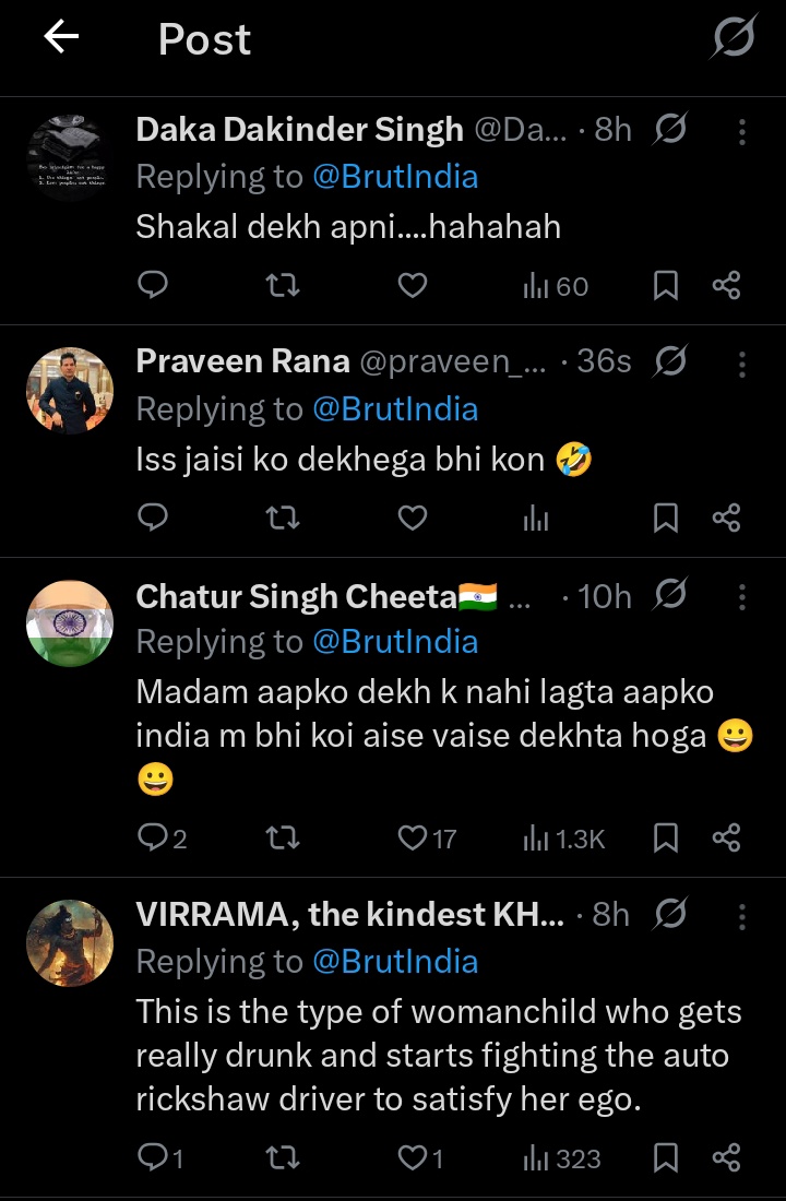 AkanchaS's tweet photo. Why prove her point in the comments?
It's a fact that lots needs to be done for women to feel safe in public spaces & it's also a fact that we need to be careful no matter which part of the world we are in. But abusing someone who is saying what lot of women universally feel is defeating the purpose. Do better.
