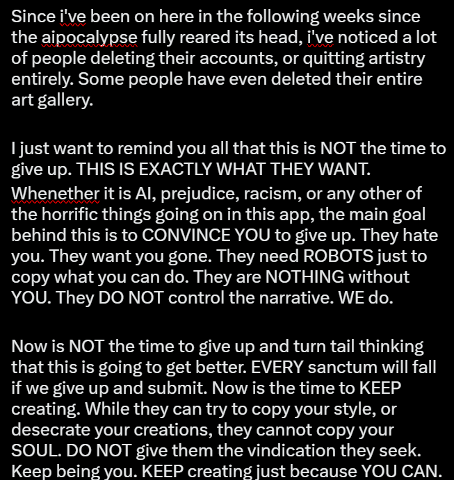 PalmTreeRothic's tweet image. You know what? THEY will probably knock me for saying this, but i feel like this needs to be said.

PLEASE READ if you're an artist on here.