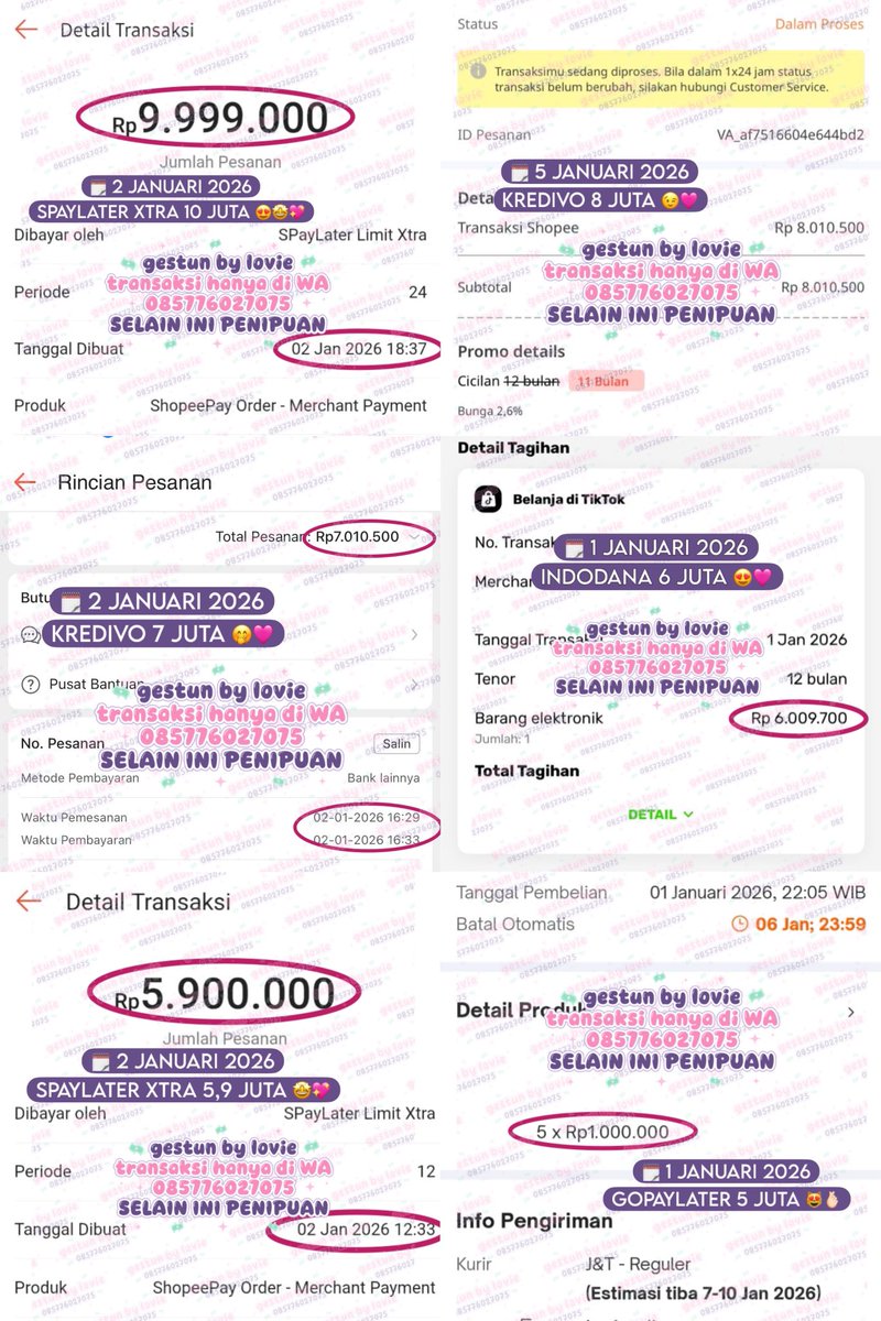 ilovystore's tweet image. 📢TESTI GESTUN FRESH BANGET!!! 🤩🩷
BIG NOMINAL NEW YEAR 2026 💸💸💸💸

JANUARI 2026 🗓️
— gestun SPAYLATER LIMIT XTRA 10 juta✅
— gestun KREDIVO 8 JUTA✅
— gestun KREDIVO 7 juta✅
— gestun INDODANA 6 juta✅
— gestun SPAYLATER LIMIT XTRA 5,9 juta✅
— gestun GOPAYLATER 5 juta✅…