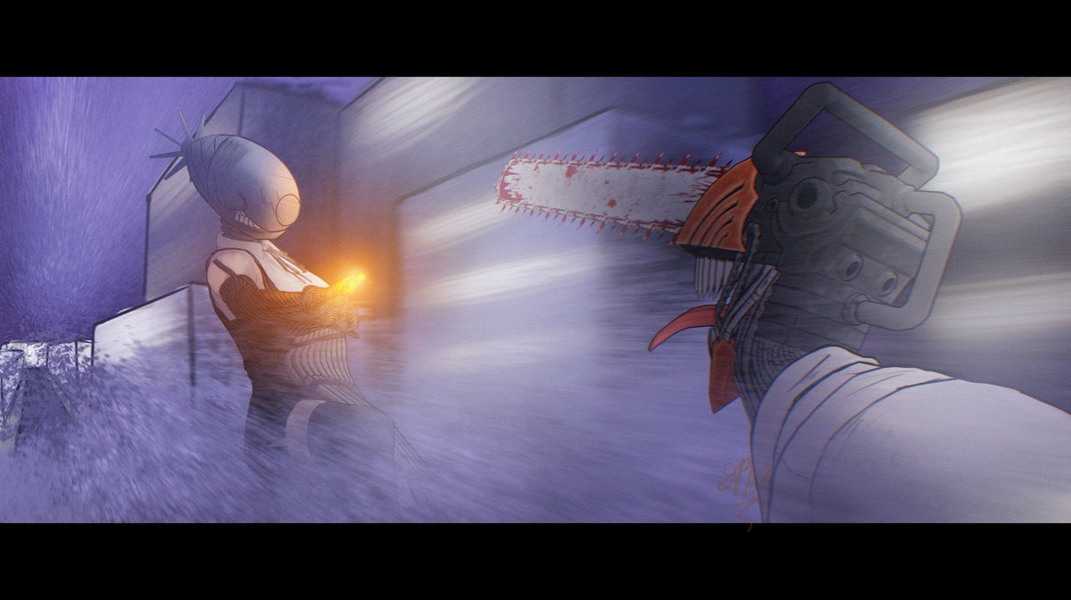 Denji vs Reze (a practice between mixing 3-D and 2D art)