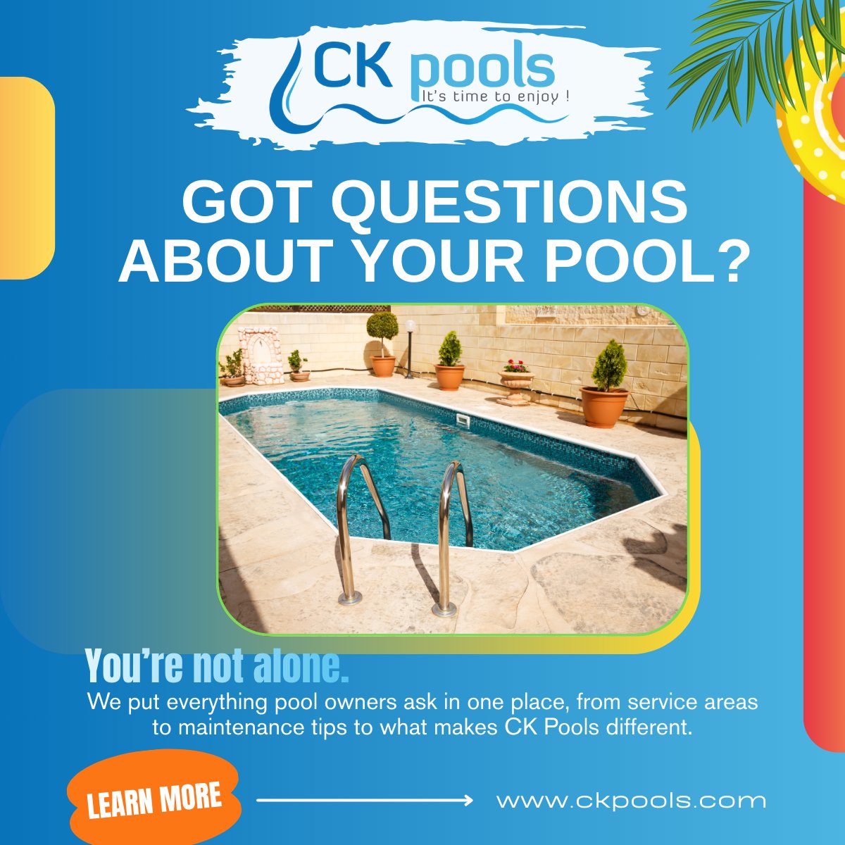 ckpools's tweet photo. 💧 Got questions about your pool

You’re not alone. Chemistry swings, cloudy water, equipment acting up, everyone hits that moment where they just need clear answers. 🌿

We put everything that pool owners ask in oin one place,
Get the answers now https://t.co/DyuLcCsXOr https://t.co/3sCcy6viBf