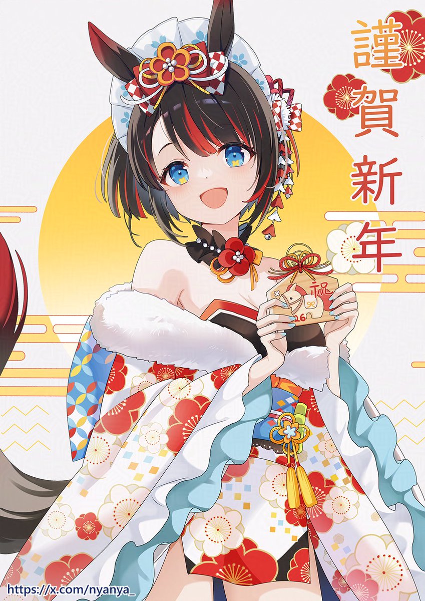 nyanya_'s tweet image. 遅ればせながら😳
新年明けましておめでとうございます！
2026年は好きな２次創作もOCも色々描く１年にしたいです。今年も宜しくお願い致します🌅🐎