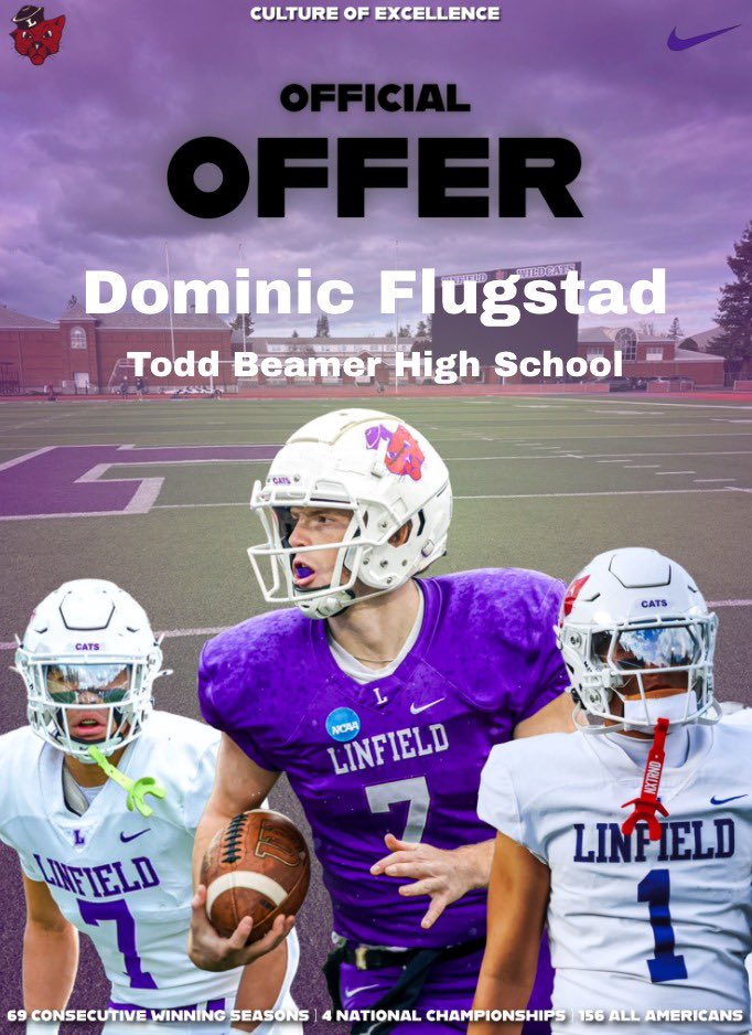 DFlugstad57's tweet photo. Honored and blessed to receive my fifth offer from Linfield University#trusttheprocess🙏🏾 
@Coach_TuiAvaava @TBHSBoosterClub @AepRecruiting @CoachMalot @LinfieldFB https://t.co/oamITtmqw1