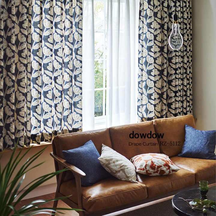 ミッドセンチュリー　カーテン　フラワー ミッドセンチュリーカーテンフラワー