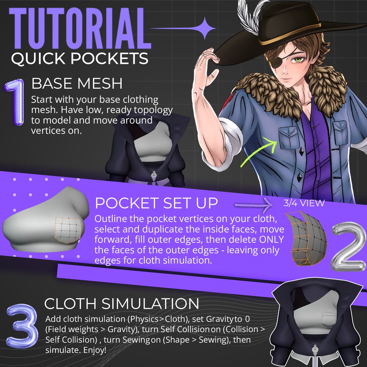 _vlightning's tweet photo. ✨ Blender Tutorial ✨
Quick Pockets

#VTuber https://t.co/PTtVojkUfj
