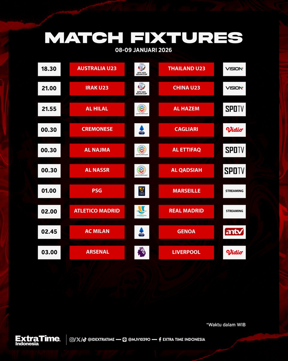 idextratime's tweet photo. #JadwalBolaETI Malam Ini!

Banyak laga super big match wib! 😳 https://t.co/Tn6fZRpdCm
