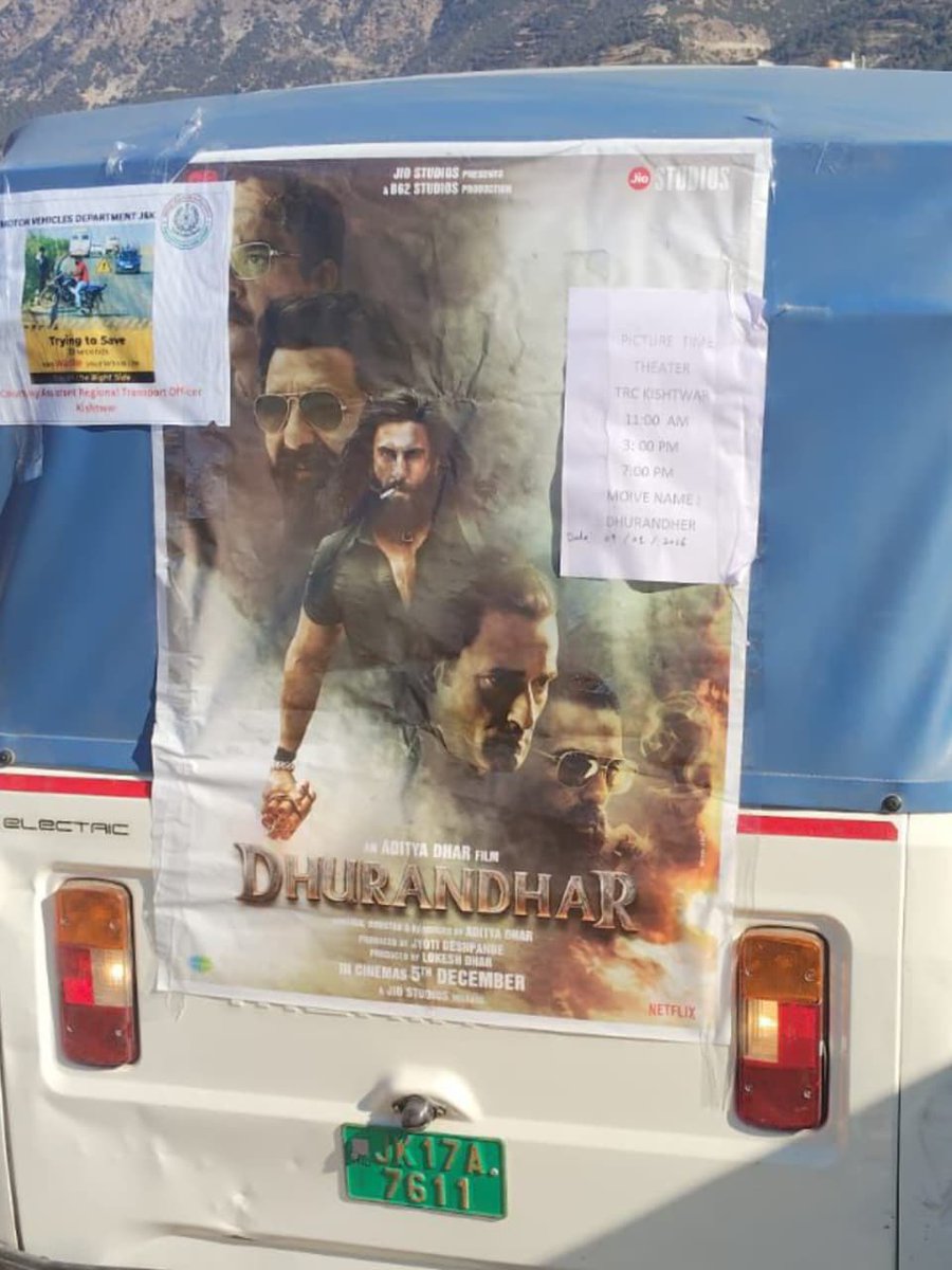 Aditya Dhar blockbuster movie Dhurandhar now at Picture Times, TRC Complex Kishtwar from 9-1-2026 (Friday) <a href="/AdityaRajKaul/">Aditya Raj Kaul</a> <a href="/AdityaDharFilms/">Aditya Dhar</a>