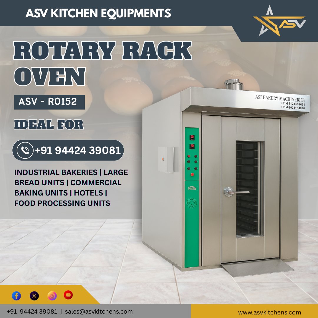 ASVkitchens's tweet image. ⭐ASV  ROTARY RACK OVEN | ASV KITCHEN EQUIPMENTS ⭐
📞 CONTACT : +91 94424 39081

🌐 WEBSITE : asvkitchens.com

PRODUCT DETAILS : asvkitchens.com/en/products/ba…

#bakery
#BakerySetup
#BakeryMachines
#bakerybusiness
#BakeryFood
#Machinary
#bakeryequipments
#ASVKitchens