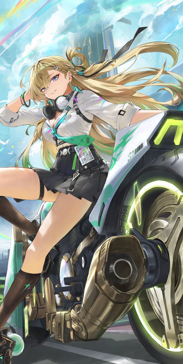 HanasawaHsu's tweet photo. 🏍️💚💙
#鳴潮 #Wuwafanart #WutheringWaves #Lynae https://t.co/v1ICaiL1uP