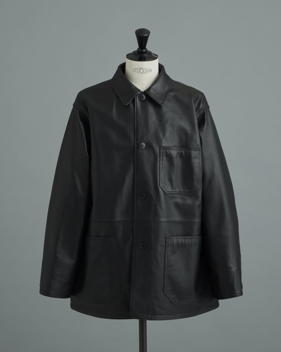 A.P.C. フランス製 レザー カバーオール 希少！名作 フランス製 APC レザーシャツジャケット S/インディゴ
