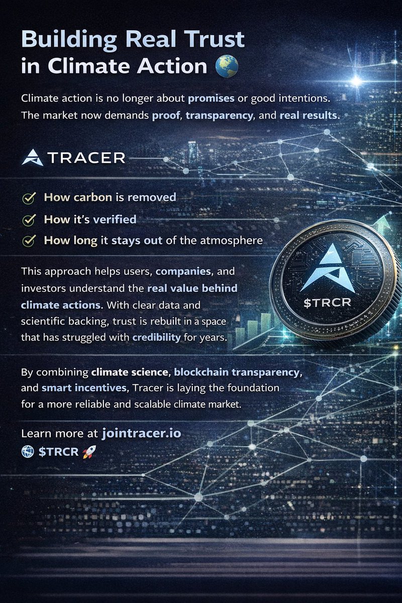 Climate action is no longer about promises or good intentions. The market  now demands proof, transparency, and real results. @jointracer is building  a system that makes carbon removal clear and verifiable by