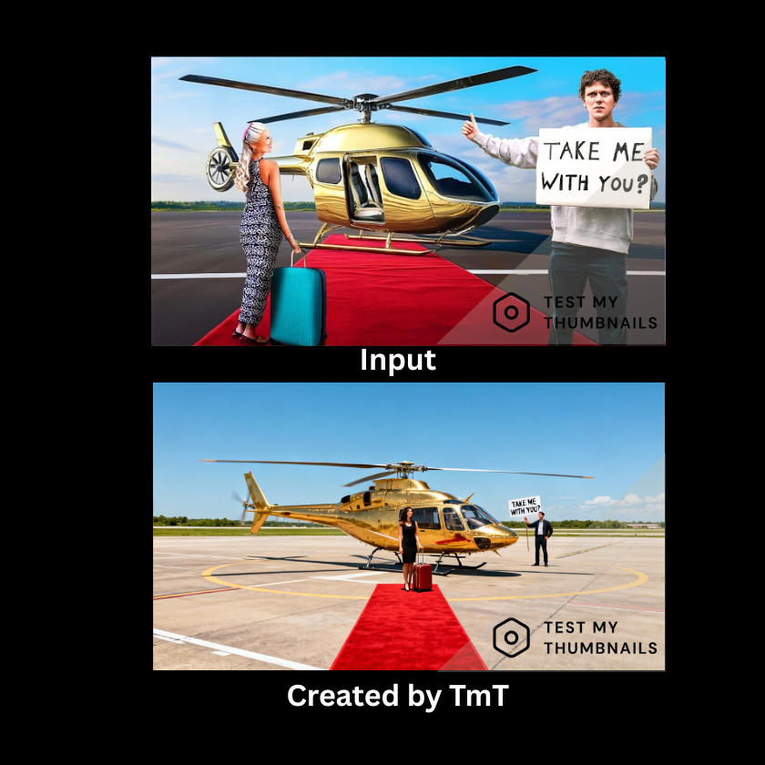 testmythumbnail's tweet photo. Before ⬇️ VS After Youtube Thumbnail Remake🤯

Title: Asking Billionaires To Fly Me in THEIR Helicopter https://t.co/0dwlCCzGeN