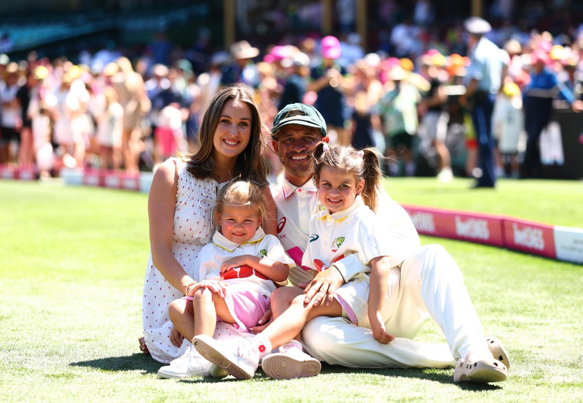 cricinfo's tweet photo. Special moments for Usman Khawaja with his family following his retirement from Test cricket ❤️ https://t.co/cbw0kJnpbL