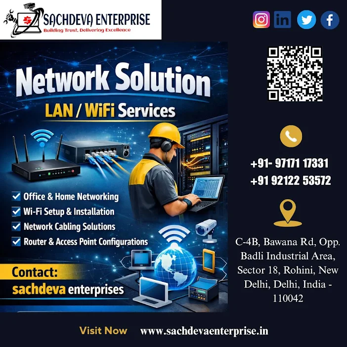 SachdevaEnterpr's tweet photo. Need fast & secure networking? ๐
Get #LAN / #WiFi #Network Solutions for home & office โ๏ธ๐ถ
๐ +91 97111 17331
๐ https://t.co/fCYRqX4GZH
#NetworkSolution #WiFiSetup #LANServices #ITSupport ๐ https://t.co/U6Id1QL8cs