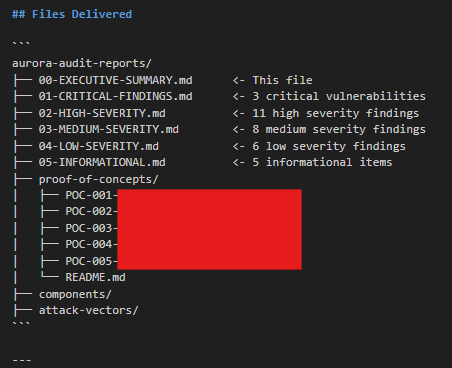 Monlikee's tweet photo. Deliverables from a recent scan on the Aurora v2.5.2 Protocol. Everything was automatically generated from the IDE. 

No false positives, all exploitable findings including the potential DelegateCall Inflation attack.

#web3 #ethdev #rust #SOLIDITY https://t.co/XZ4CN7bcDG