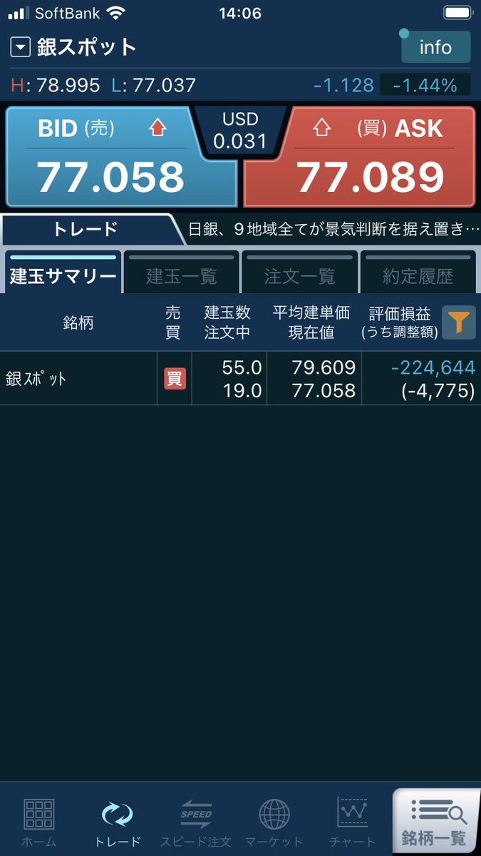 銀ドル子さんさがるよ 含み損がどんどんふえるよ ツンが強すぎてタヒねる