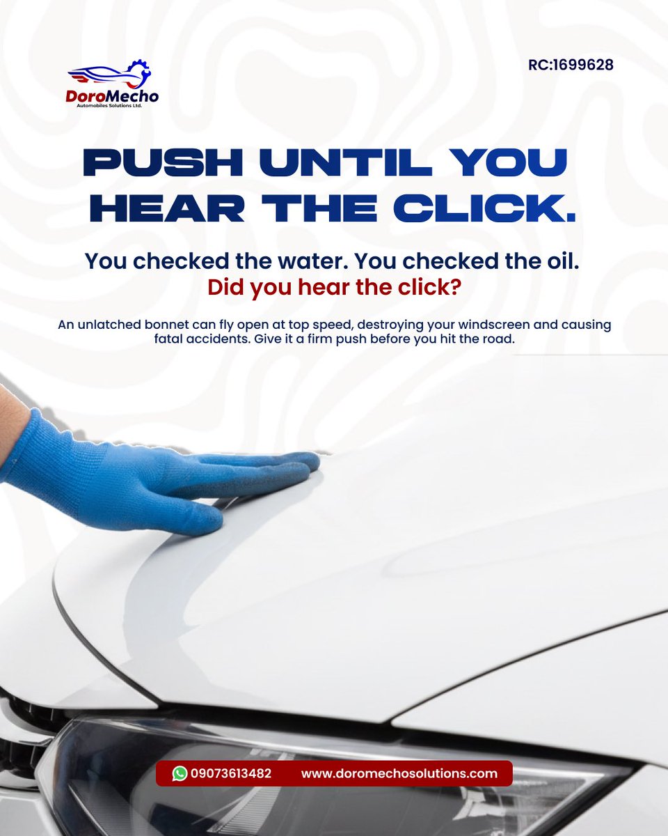wanjohn1's tweet photo. Please ensure you firmly and tightly close the bonnet of your car after carrying out precautionary maintenance measures, do not be in a hurry to neglect or ignore this, do not get carried away, ensure you hear that “click sound”

Have you ever had the experience where your bonnet opens up unexpectedly while driving because it wasn’t firmly closed??? Please share with us, let us learn…

Have a beautiful day ahead beautiful people ✌️✌️✌️