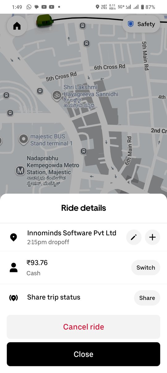 charming_Ali1's tweet photo. @Uber_India can u plz explain how this amount changed after the drop.., https://t.co/Njbd9foPLD