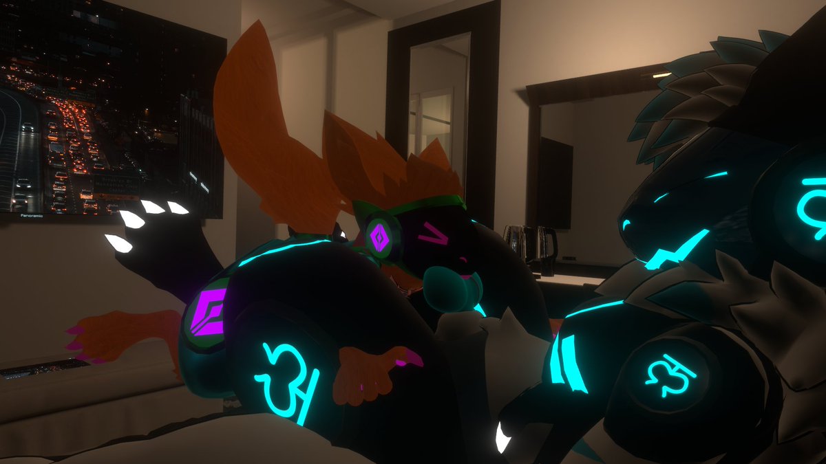 FreakyGoinker's tweet image. Had a fun night with @DarkXPProtoAD, he pushed my buttons in all the right places~

#vrc #erp #furry #protogen #nsfw