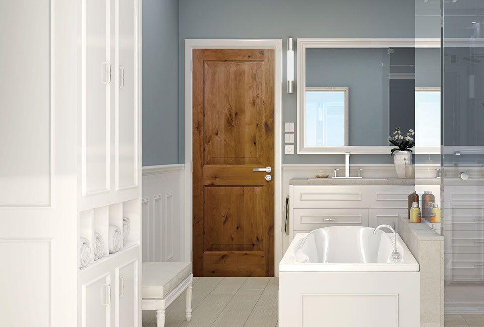 Reeb Wood Stile &amp; Rail doors feature durable wood construction, clean lines, and versatile design options, with a solid engineered core that adds stability. Our team is available to help you choose the right door for your project.  Explore Reeb doors here: talbertbuildingsupply.com/products/inter…