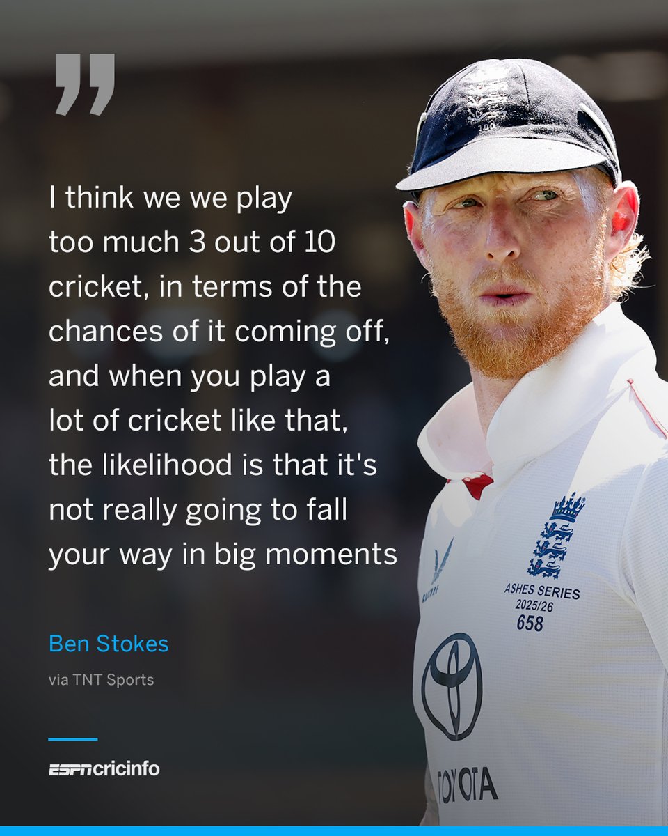 cricinfo's tweet photo. Ben Stokes: "We play too much 3/10 cricket" 

#AUSvENG #Ashes https://t.co/o0HUC1KdJG