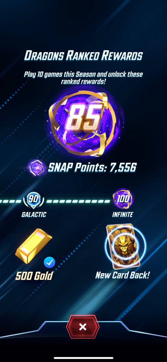 bullseye_qwerty's tweet image. Infinite on Day 1.5 -

It was a very smooth climb. Bounced around a little bit between 96-98.

I usually use Negative to climb, but Shou Lao is too much fun.

73-93 - Dragon Breath
93-10 - Dragalactus

#MarvelSnap