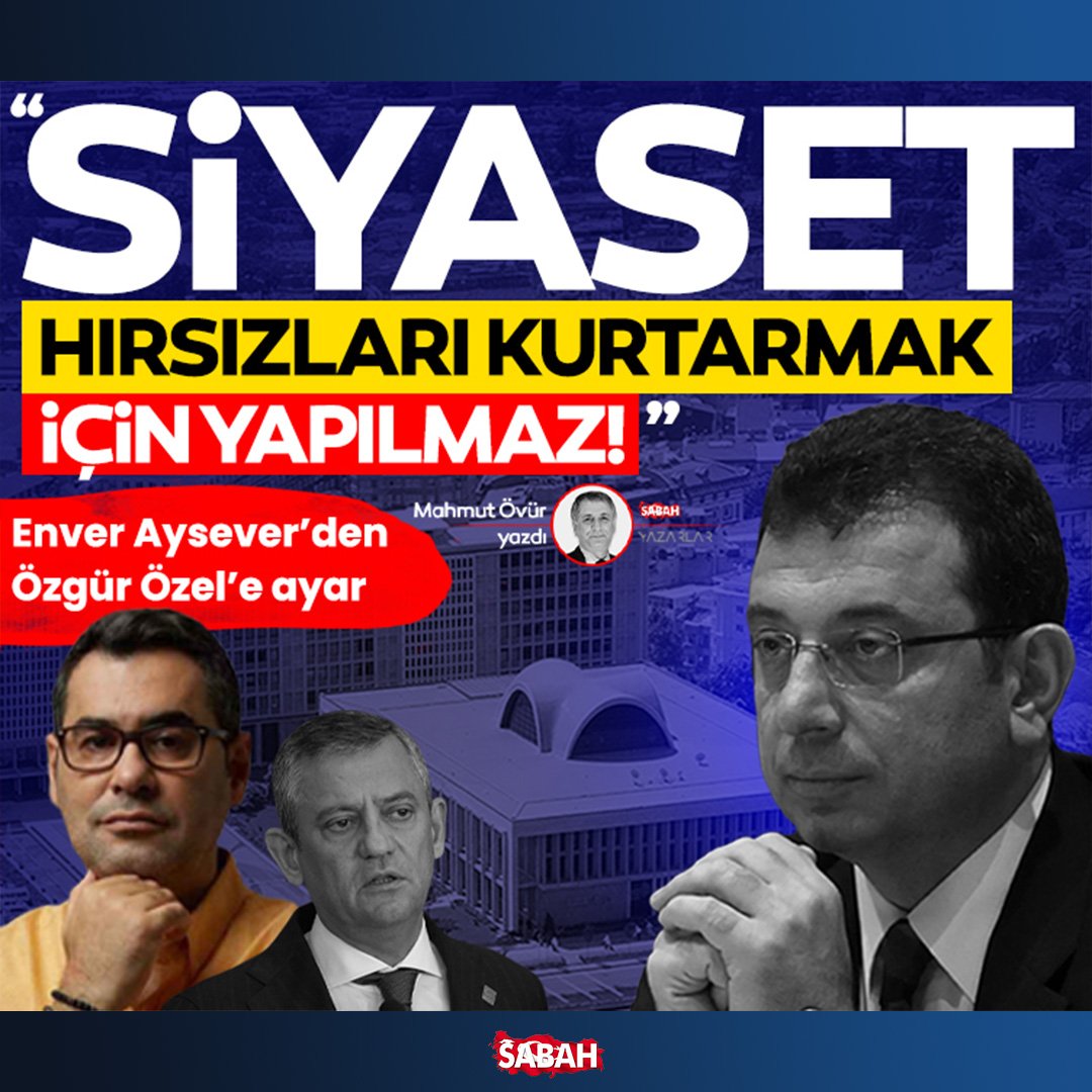 sabah's tweet image. Aysever’den Özel’e: 

Siyaset, hırsızları kurtarmak için yapılmaz!

✍@mahmutovur kaleme aldı

sabah.com.tr/yazarlar/ovur/…