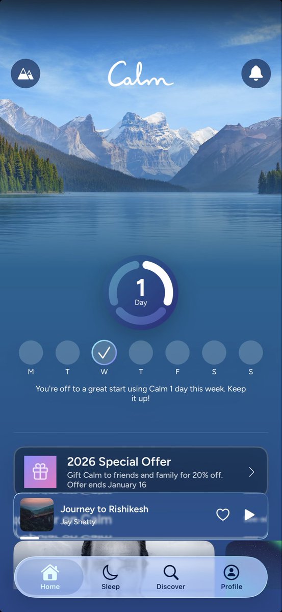calm гээд app-ны жилийн сабскрипшн үнэгүй ав гэхээр нь авч л орхилоо. Машин барьж байхдаа л юм тогтож сонсдог хүн чинь жолоо барьж байгаад унтчих вий дээ. Тайвшруулна гэсэн