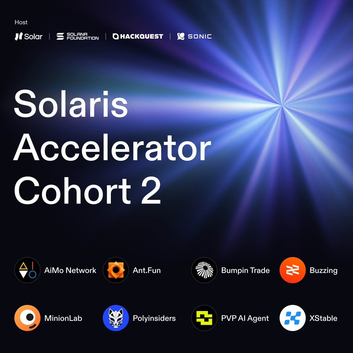 Honored to be part of Solaris Cohort 2 with the Solana  community.@SolanaFndn @HackQuest_ @SonicSVM Our goal is simple: enabling  one-click access across stocks, crypto, and prediction markets through  autonomous AI agents. The