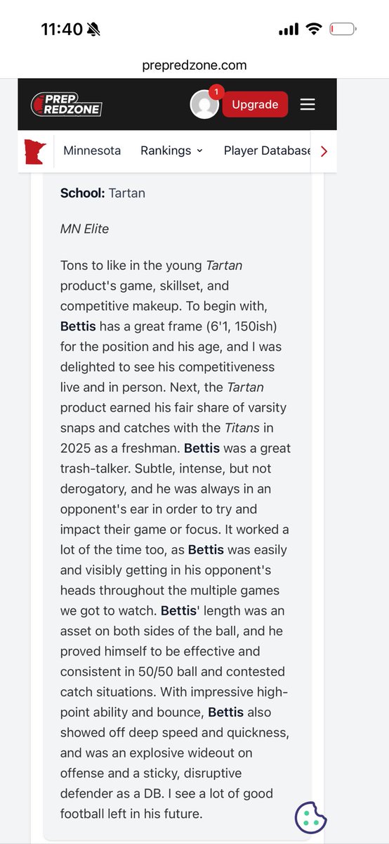 TraeBettis3's tweet photo. Blessed to receive a writeup! from @PrepRedzoneMN and @OJW_Scouting
@MNElite7v7 @MNHSFBProspects @Veesonie4 https://t.co/sVxUhHcTuV