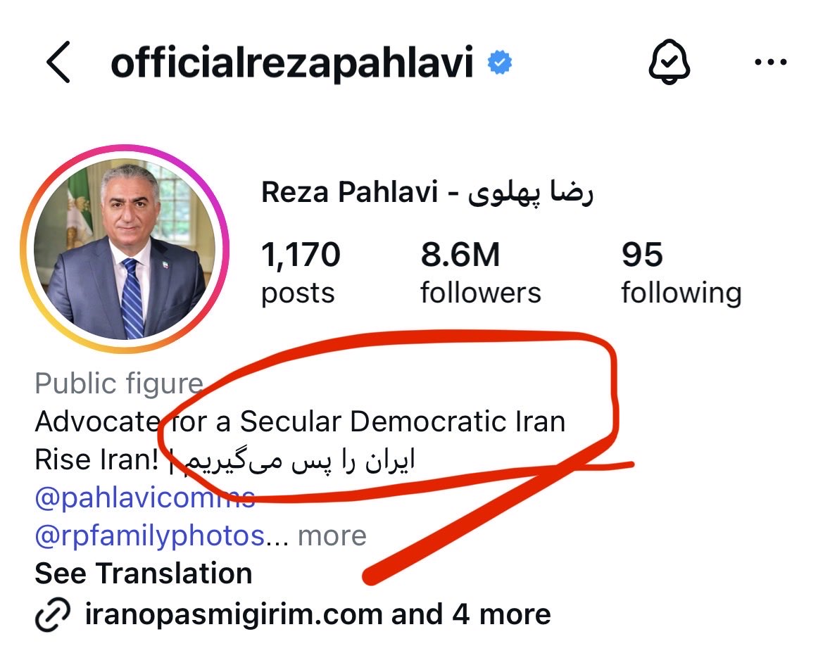 رضا پهلوی رسما حتی تو بایوش اومده نوشته دنبال حکومت دموکراتیک برای ایرانه ولی باز یه سری کسمغز وسط تایملاین میبینی دارن میگن نه ما پادشاهی دردمون میگیره بذارین آخوند بمونه