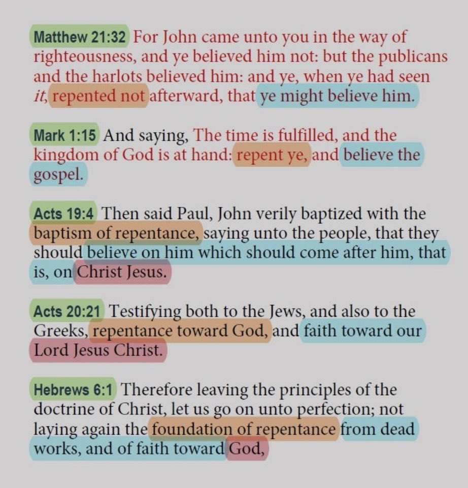 HisBloodSaves's tweet image. Repentance is included in believing.