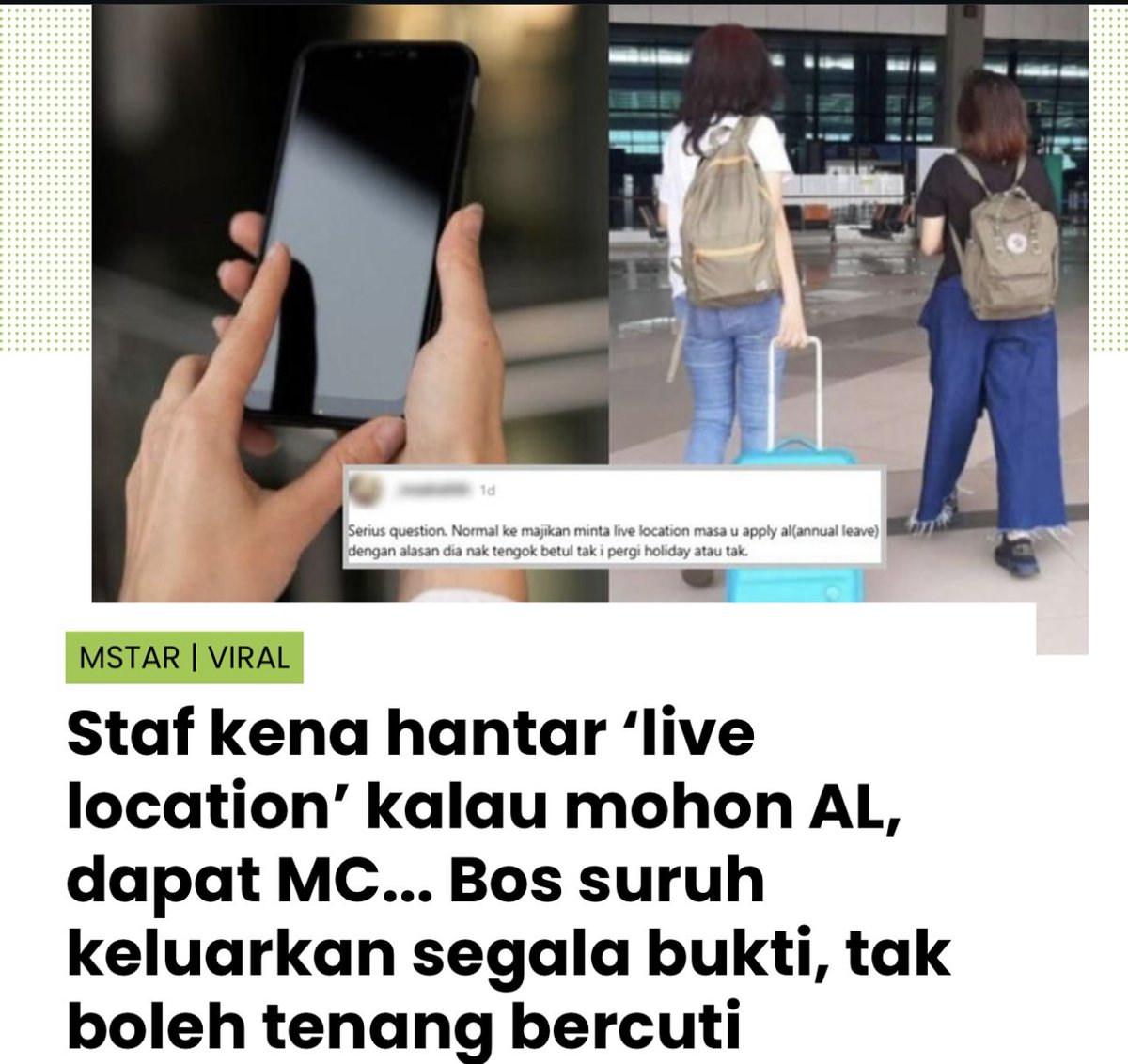 Jom kita faham and ingat benda ni:

1. Majikan ada hak untuk lulus, tak lulus atau batalkan AL pekerja

2. Tapi once lulus, pekerja ada hak untuk gunakan cuti tersebut ikut suka dia. Dia nak masuk hutan ke, terjun gaung ke, tidur je ke

Harap semua pekerja dan majikan jelas!