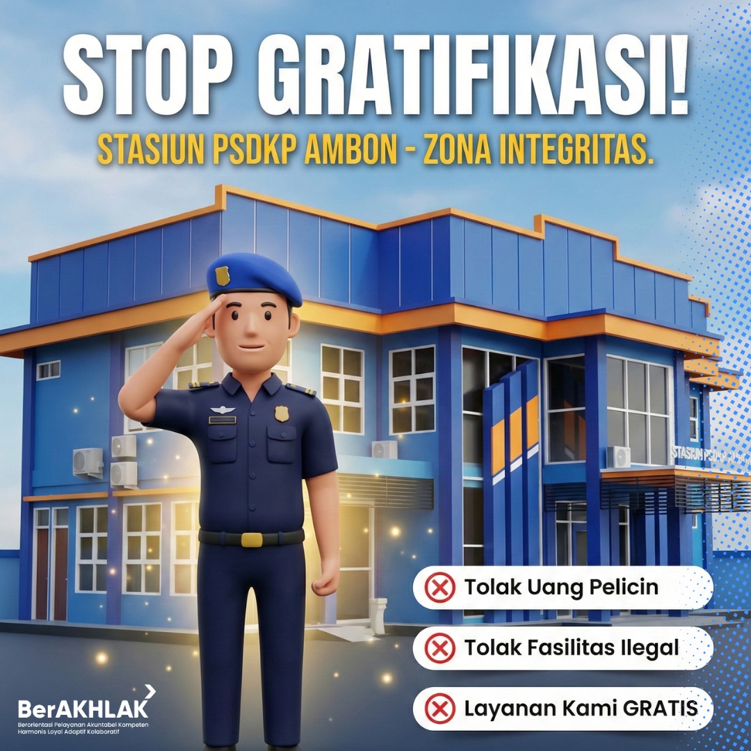 Stasiun PSDKP Ambon menegaskan komitmen tegas dalam menolak segala bentuk gratifikasi yang dapat mempengaruhi keputusan dan tindakan pejabat. Gratifikasi merupakan pelanggaran integritas yang merugikan pelayanan publik dan kepercayaan masyarakat.