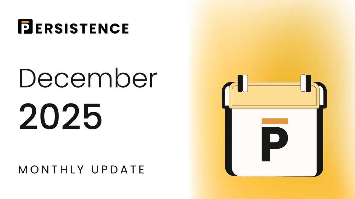 PersistenceOne's tweet photo. Persistence December 2025 Update 🚀

December marked a strong close to the year, with the launch of our beta mainnet campaign, over $20,000 in swap volume, nearly 1M XPRT staked, deployment of the BABY/USDC pool on Persistence DEX, and progress toward what comes next.

Catch all the highlights 👉 https://t.co/gQJYd36r9T