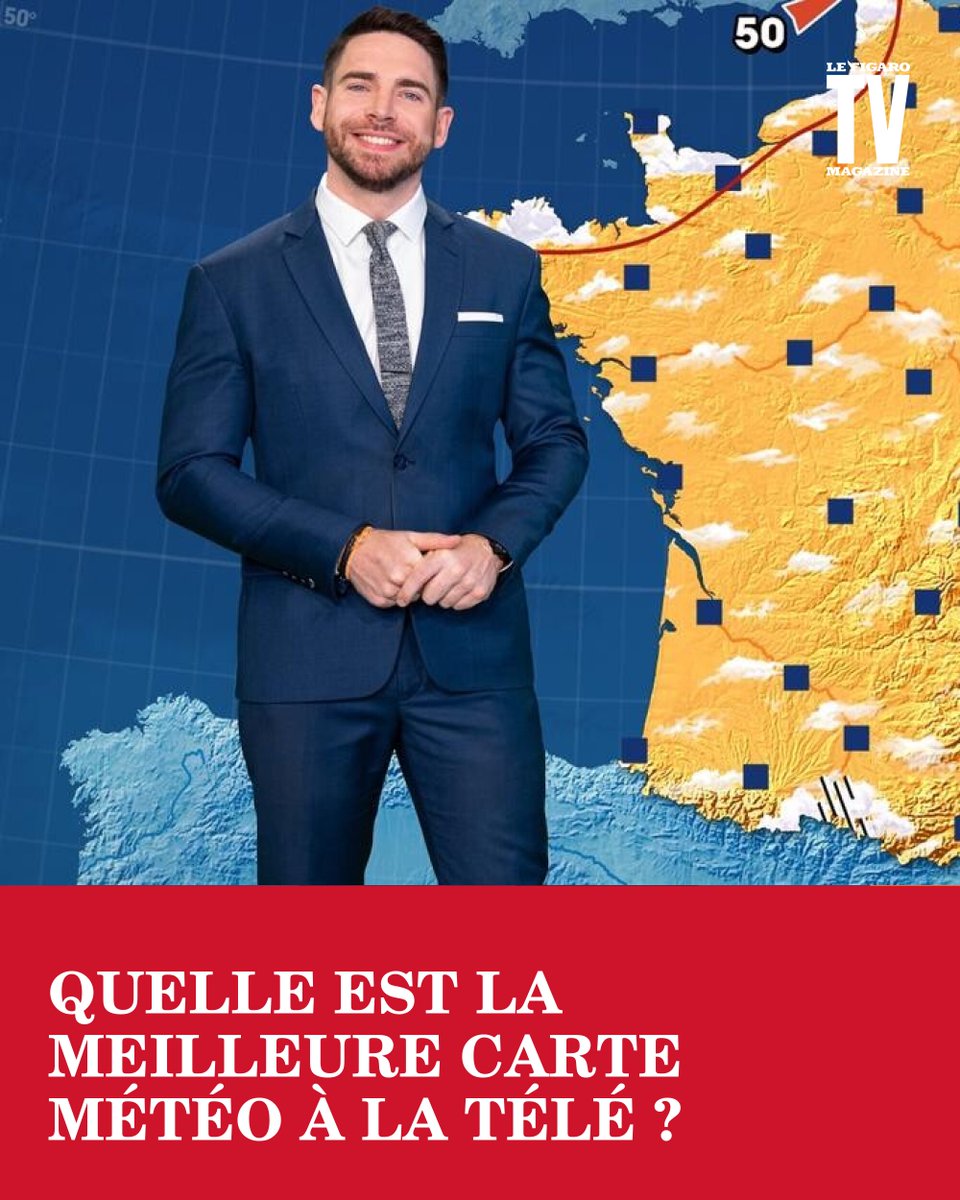 TVMAG's tweet image. TF1, France 2, M6 ou BFMTV : quelle est la meilleure carte météo à la télé ?👉l.lefigaro.fr/p7JL