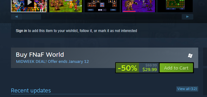 CosmoFNaFNews's tweet image. FNAF News: Get ready for an adventure. FNAF World is currently 50% off ($29.99 USD) on Steam!

Get the RPG that started it all here: steamcommunity.com/app/427920

#ad #thirtydollars