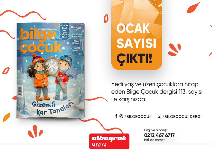 📌Bilge Çocuk Ocak Sayısı Çıktı!

📍Şimdi birlikte.com.tr

📍Bilgi ve Sipariş için; 0212 467 67 17

📍WhatsApp Sipariş Hattı: 0535 250 48 48
#dergi #dergilikheryerde abonelikmerkezi abone dergiaboneliği dergilerim dergiokumak dergiokuyorum iyikidergilervar