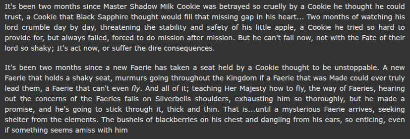 Shadow_Nilly's tweet photo. My other currently ongoing fics (All in the Binding of Jam AU) (#eternalberry doesn't have a summary yet, lmao) #blackbell #cookierunkingdom https://t.co/tggwNYYPAJ