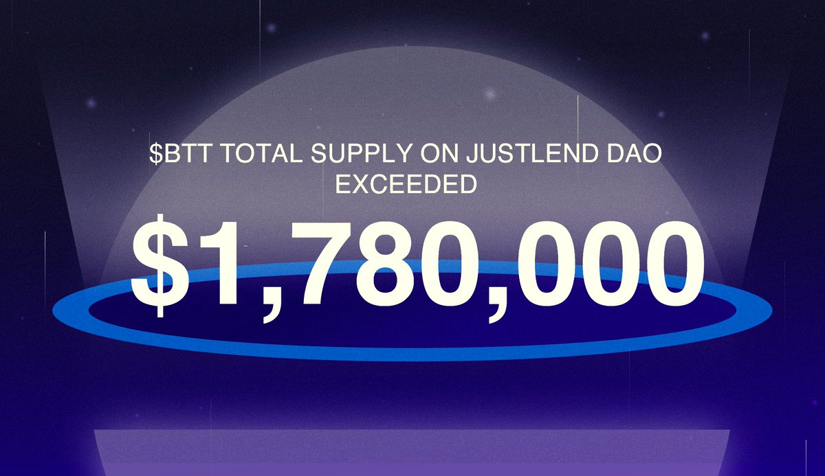 BitTorrent's tweet image. 🔥 $BTT Total Supply exceeds $1.78M on #JustLendDAO.                              

Visit JustLend DAO: app.justlend.org/marketDetailNe…