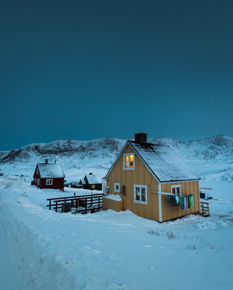 visualsofearth1's tweet image. Blue hour in the town of Qasigiannguit, Greenland