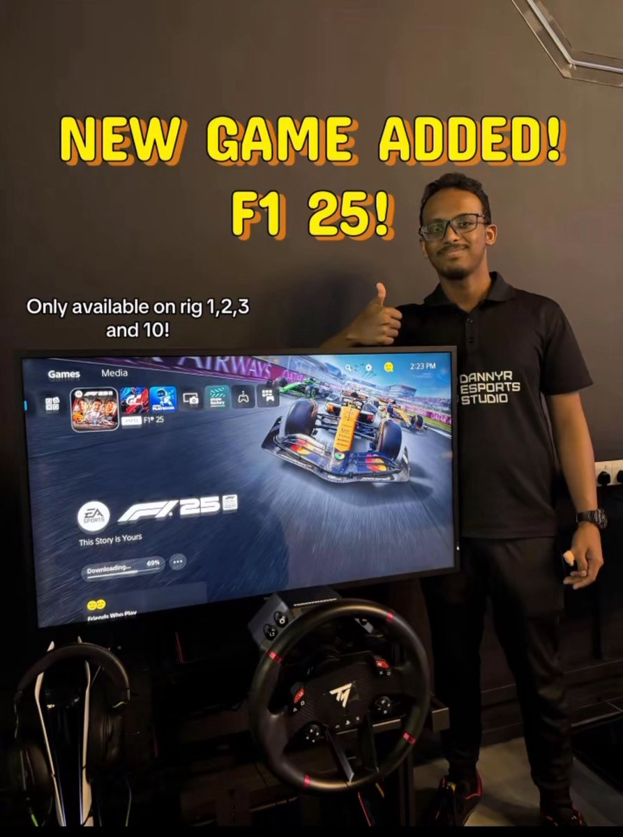 F1 25 is now available at DannyR Esports Studio! Only available on rigs 1,2,3 and 10! Come to DannyR Esports Studio today to experience the thrill of sim racing!

Retail 07, Tingkat LG2 Podium Perniagaan EduMetro, Persiaran Subang Permai, USJ 1 Subang Jaya
#simracing #esports