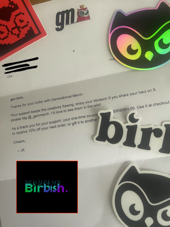 MoneyFrancois's tweet photo. Thxs @_genmerch, just receive my birb stickers!!!
@moonbirds will be spray all around Thailand🚀🚀🚀 https://t.co/bgPRMPj6g9