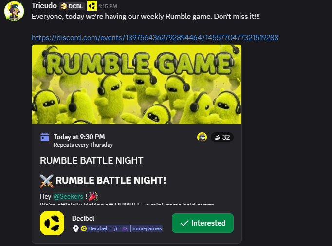 MrSamweb3's tweet photo. 🚨 Reminder Decigank!
Malam ini jam 21:30 wib akan diadakan Rumble Game di @DecibelTrade 🎮
Jangan sampai ketinggalan, siapin waktu dan join bareng komunitas!
cara berpartisipasi nya cukup klik interested.
reward nya 10k- 40k XP
#Decibel #RumbleGame #MiniGames https://t.co/LuREcbprhF