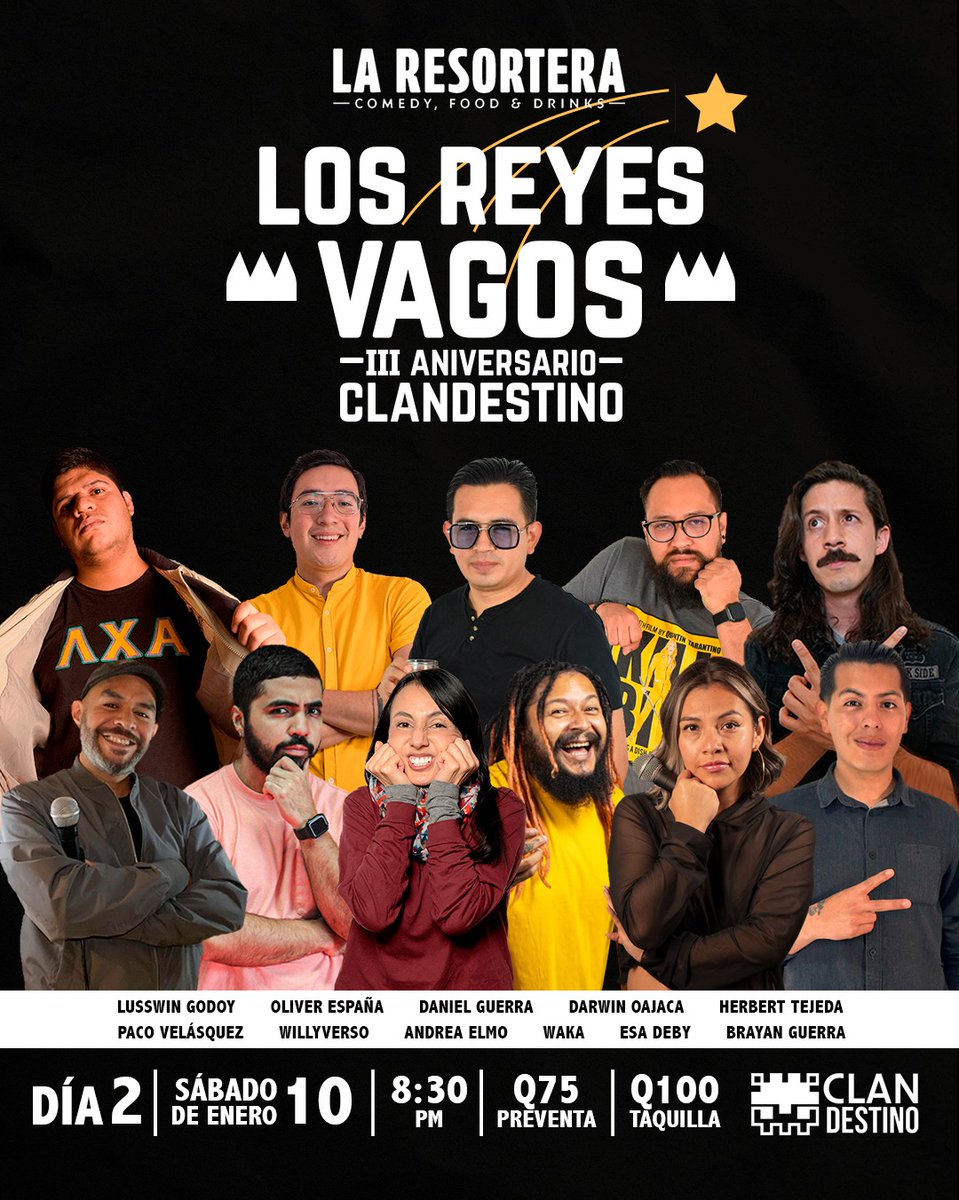 Este sábado mi primer show de Stand Up Comedy del año en #LaResortera 🎤🥃👑

¿Te llegas o te da miedo a que te robemos?
